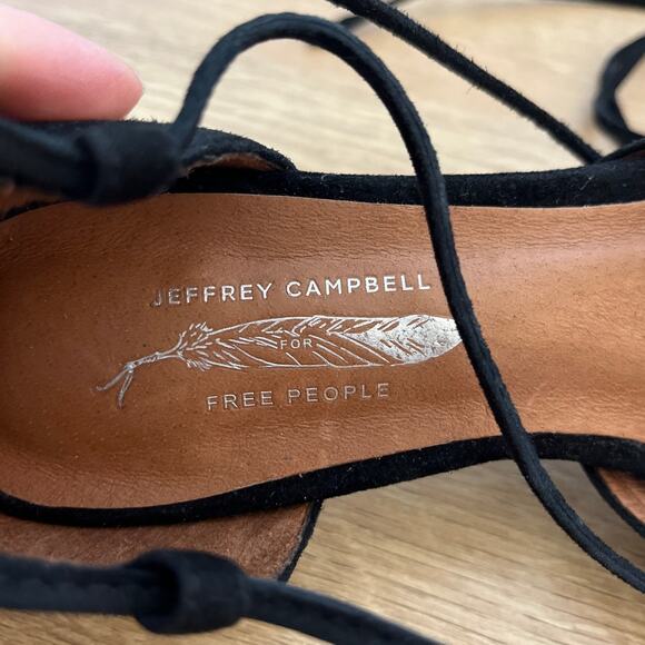 Jeffrey Campbell + Free People Andra Black Suede Lace Up Kitten Heel Size 8 Boho - Picture 5 of 8